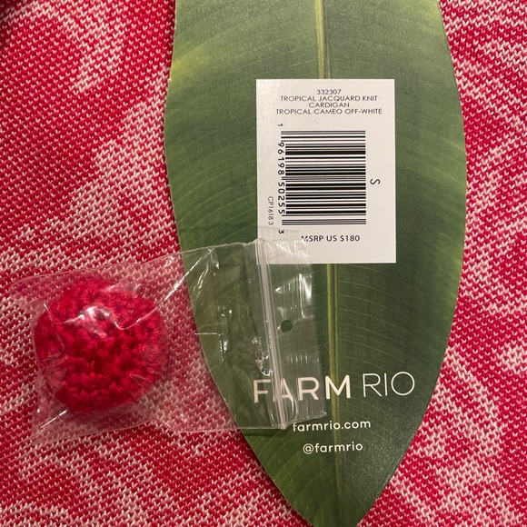 FARM Rio Red and White Patterned Cardigan NWT Size S - Picture 2 of 6